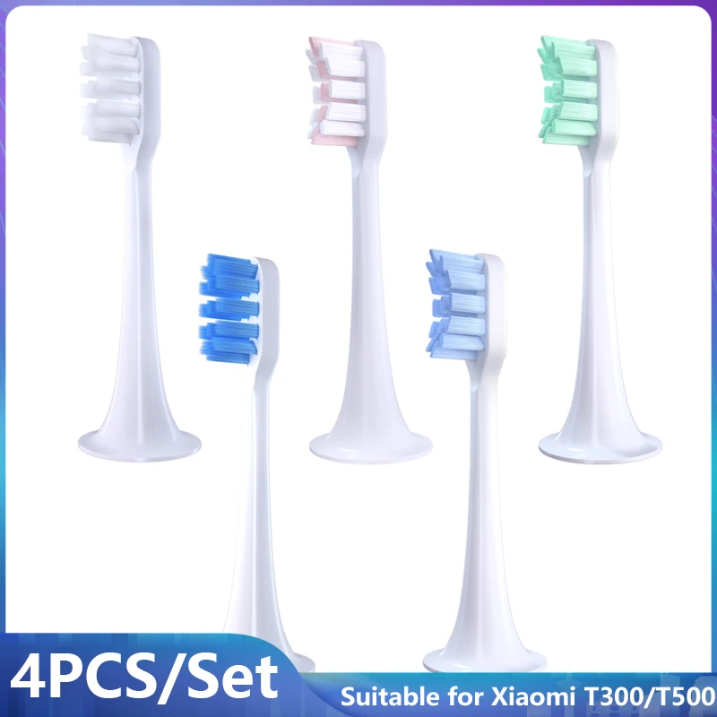 Substituição Escova Cabeças para Xiaomi Mijia, Escova de Dentes Elétrica Sonic, Cerdas DuPont Suave, Bico Mop Substituível, T300, T500, 4Pcs