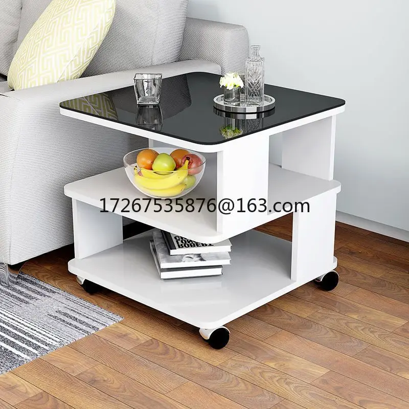 

Круглый столик из закаленного стекла для дивана, мобильный маленький чайный столик, премиальный маленький кофейный столик