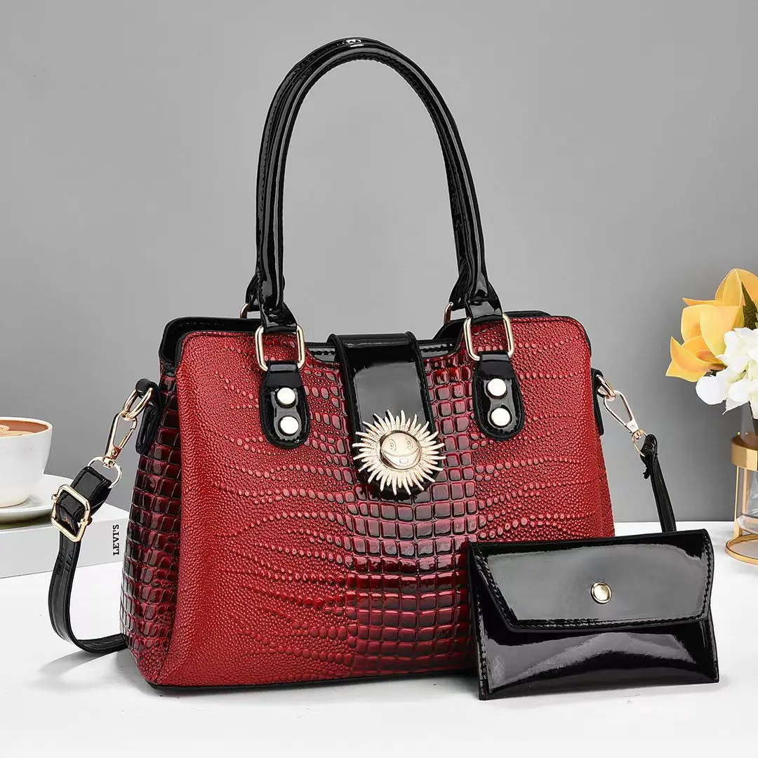 New Lizard Pattern Two Piece Set with Large Capacity Fashion Commuting One Shoulder Crossbody Handbag coin purse