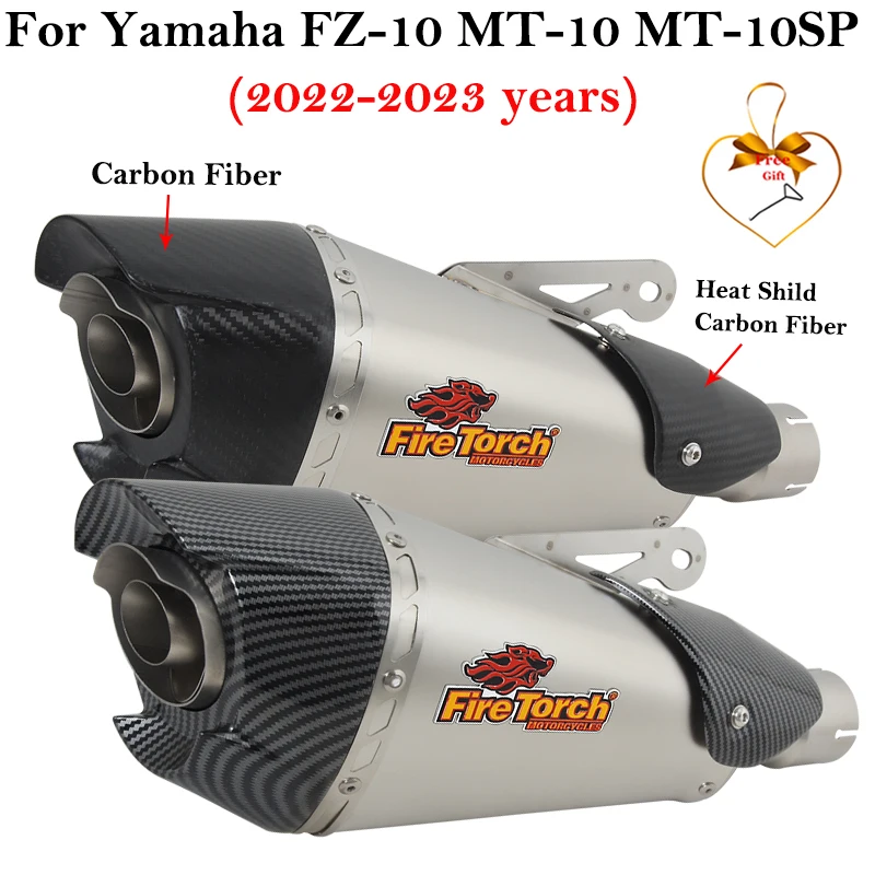 Slip On For Yamaha MT10 MT-10 SP FZ10 FZ-10 2022 2023 Motorcycle Exhaust Escape Systems Carbon Fiber Link Pipe Muffler DB Killer