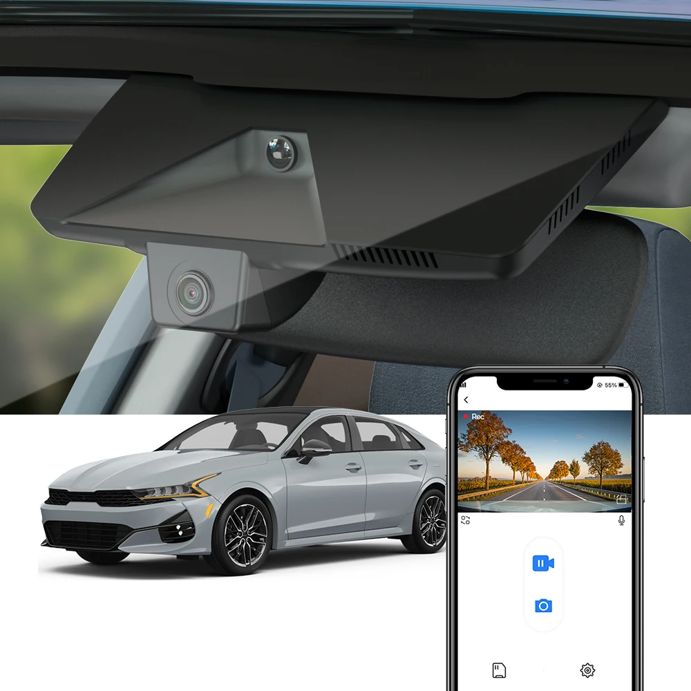 Fitcamx 4K Dash Cam for 2025 2026 Kia K4, Seamless Design High Resolution 2160P Vehicle Recorder, Loop Recording, Built-in WiFi