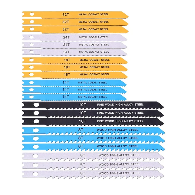 

AWAH Universal Jig Saw Blade Set 21Pcs For Wood, Metal& Plastic Cutting- Jigsaw Blades For Wood, Plastic Metal