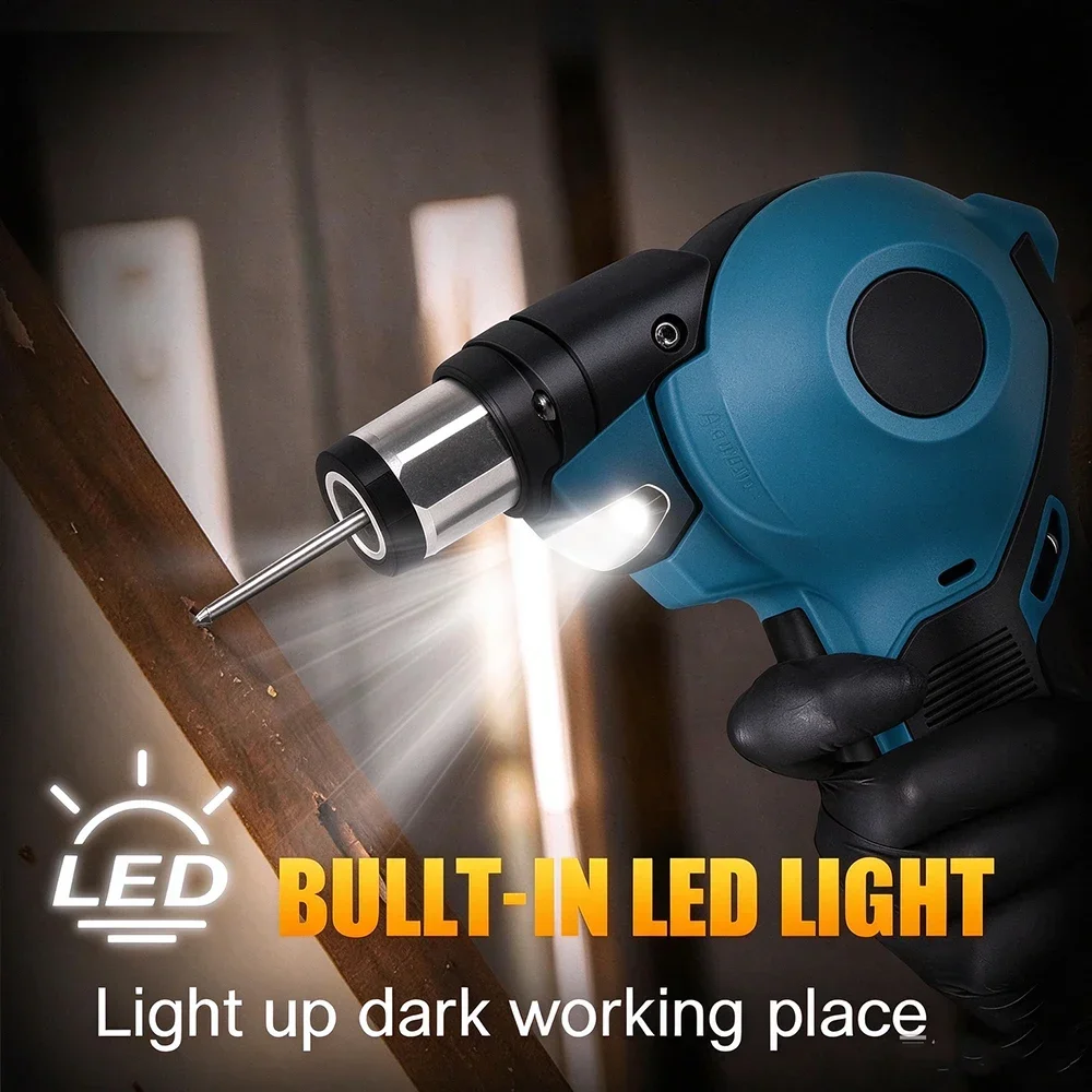 Electric Nail Hammer Auto Adjustable Woodworking Nail 0-90° Screwdriver Magnetic Head LED Light Rechargeable For Makita Battery