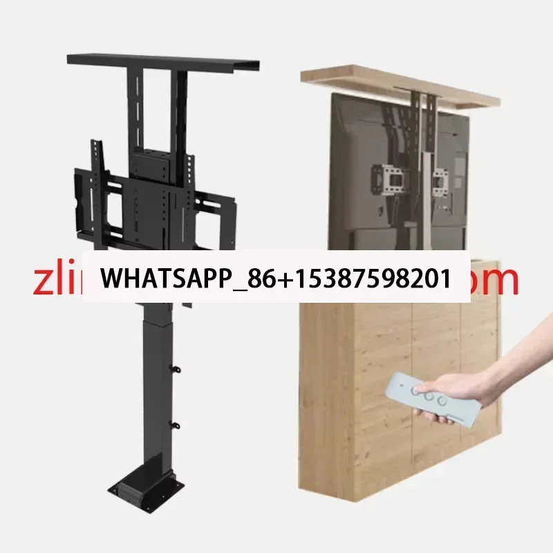 Motorized Hidden TV Cabinet Lift Electrically Height-Adjustable TV Bracket for Installation 32-70 Inches with Remote Control