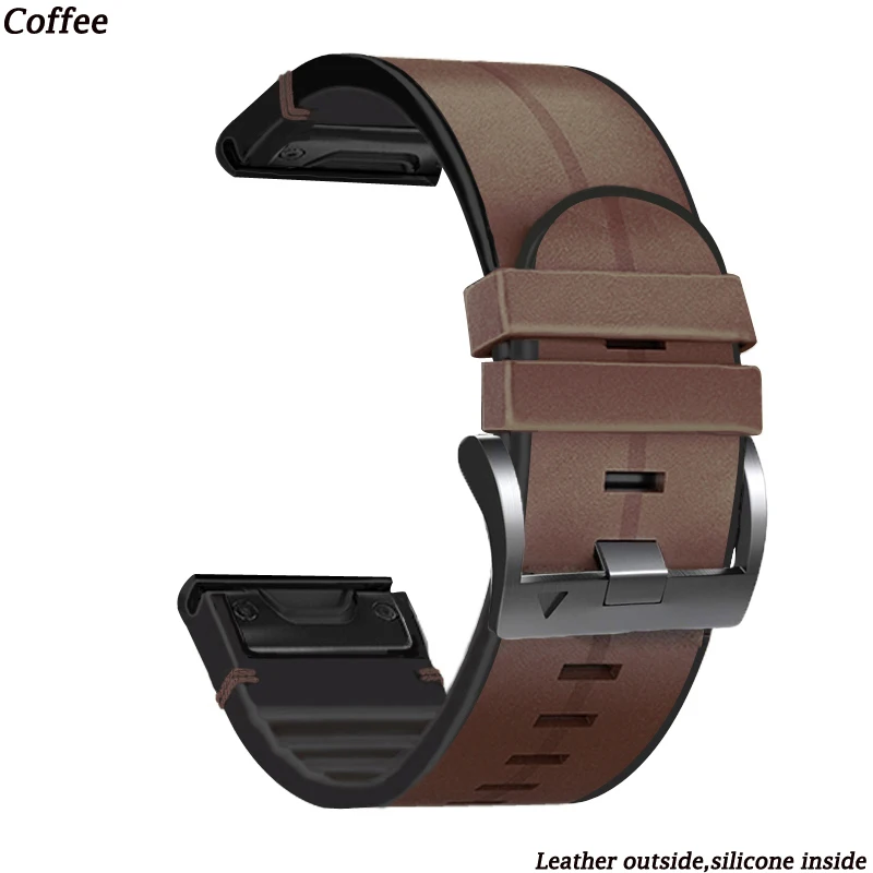 Silikon-Leder 22 26 mm Quickfit-Armband für Garmin Watch Fenix 8 51 47 mm E 7X 7 Pro 6X 6 Pro 5X 5 Plus Enduro 3 2 Armband