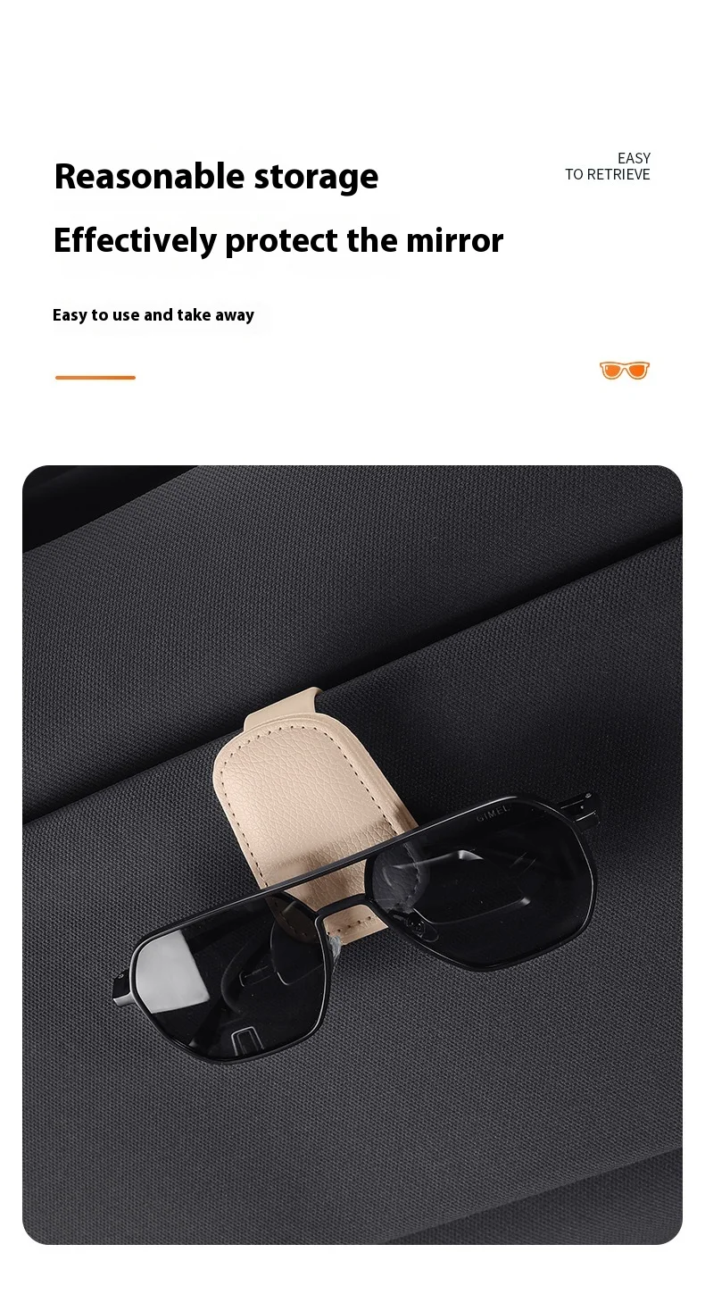2-teiliger Sonnenbrillenhalter, geeignet für Auto-Sonnenschutz, magnetischer Sonnenbrillenclip aus Leder und Ticketclip, Auto-Sonnenschutz-Zubehör – Detail 14