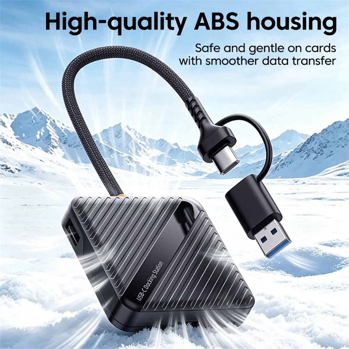 2 in 1 Multifunctional Memory Card Case Reader Storage Box with USB/Type-C Cable USB3.0 HighSpeed for SD/TF Card