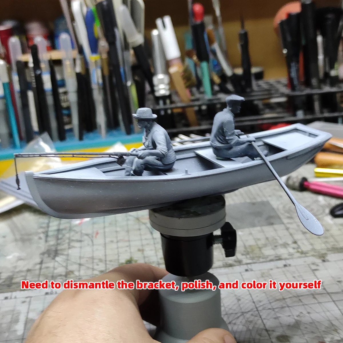 Maßstabsgetreue Miniatur-Modellbausätze Figuren Diorama Angler Commoner Fischer mit Boot Ruder Set 1/35 1/43 1/48 1/64 1/72 1/87 Ho Z – Detail 6