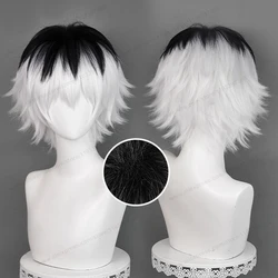 Sasaki Haise peruka do cosplay 30cm krótkie srebrno-białe czarne włosy męskie Anime żaroodporne peruki syntetyczne