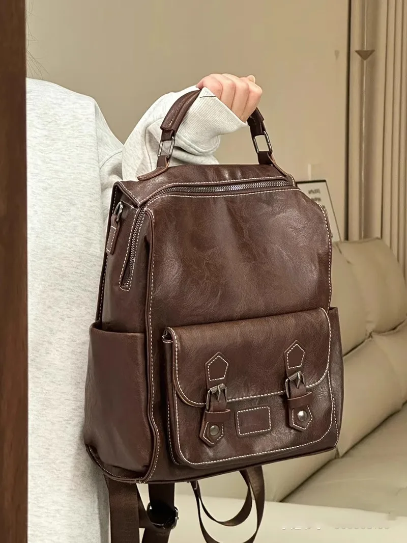 Soft Leather Women Backpack High Quality Brand Female Shoulder Bag 2024 Lady Multifunction Bagpack Hot School Bags For Girls Sac