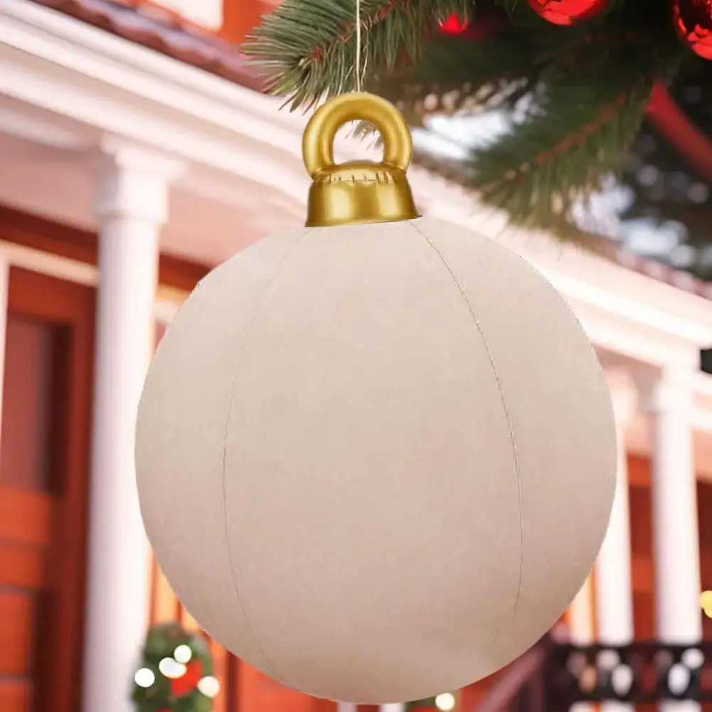 1pc 18/24 Inches Giant Velvet Christmas Inflatable Ball Ornament PVC Outdoor Yard Holiday Christmas Tree Decorations Toy Ball