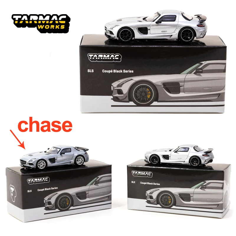 TW 1:64 Tarmac Works SLS Coupe Black Series Silver Metallic Chase alloy car model