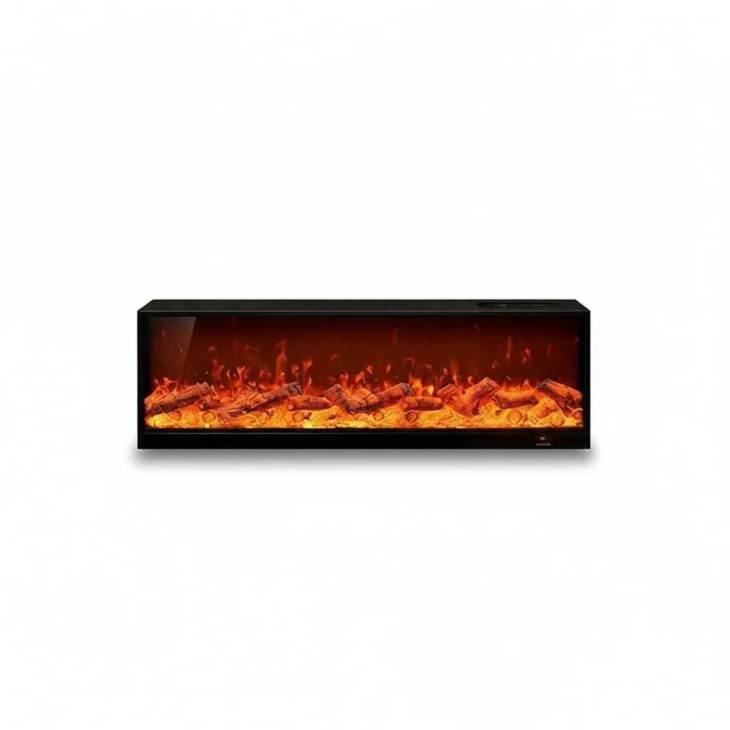 Electric Fireplace, Metal 8mm Tempered Glass Built-in Fireplace Insert, LED Flame, 3 Heating Modes, 750W Heater, Remote Control