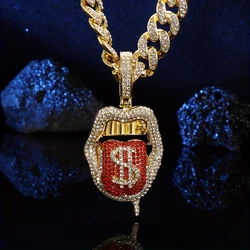 Ice Out Chain Dollar Pendant 18inch 45CM Plate Cuban Punk Jewelry For Gift Chain For Men And Women Necklace Zircon With Hip Hop