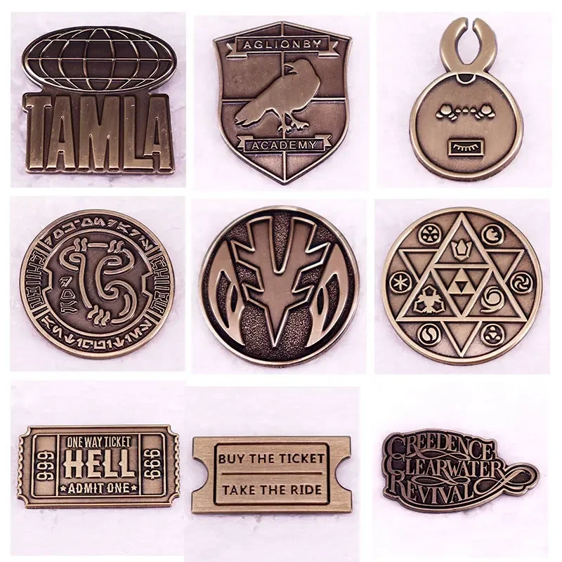 

Vintage Rune Logo Metal Brooch Single Ticket Music Enamel Pins Hoodie Backpack Badge Decorative Accessories Fans Gift