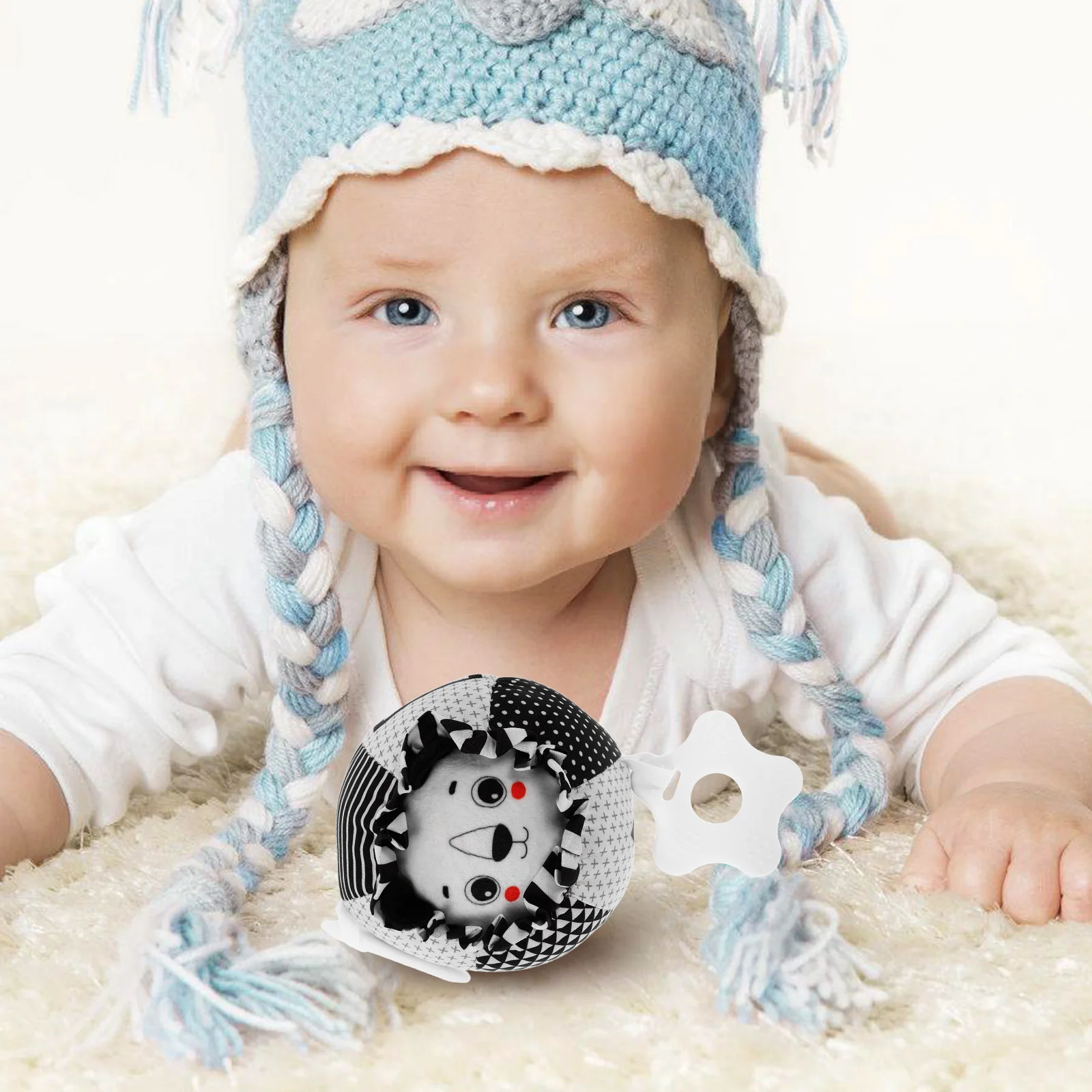 Leone Baby Grabbing Ball Neonati Prima educazione Tessuto morbido Tag sensoriali tattili Sonagli Tummy Times Passeggino