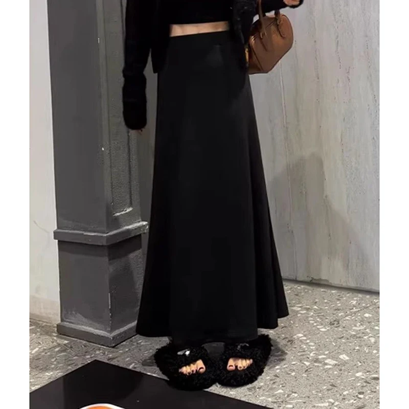 

Lady Classic Korean Hip Wrap Fishtail Skirts Girls High Waist Thin A-line Dress Women Ins Fashion Solid Knitted Skirts