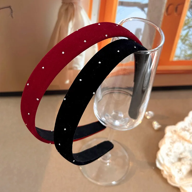 1pc European and American Red Black Velvet Headband Women Girls Hair Bands Elegant Hairband for Holiday Party Hair Accessories