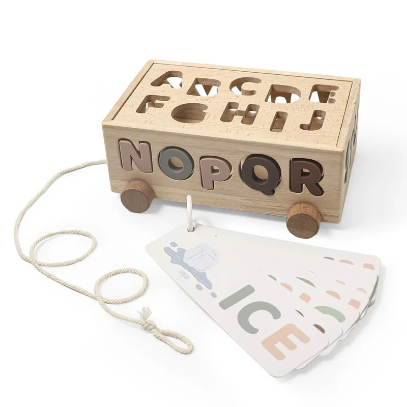 children's-hand-held-pull-rope-cart-baby-alphabet-recognition-shape-matching-educational-wooden-toy-car