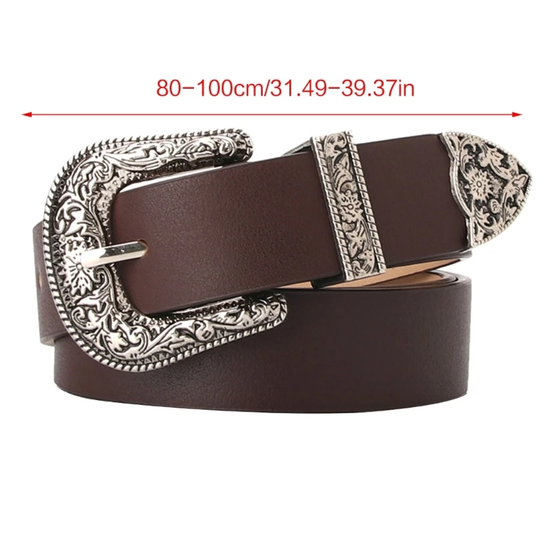 F42f Steampunk Mode Riem Vrouwen Taille Riem Western Cowgirl Pin Gesp Dunne Riem