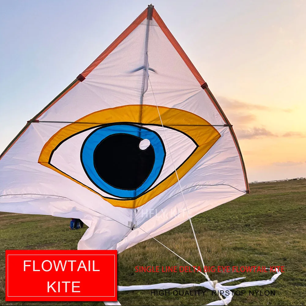 HFLY Nuovo arrivo Linea singola Big Eye Flowtail Kite per adulti Nylon 40D di alta qualità Design moderno Delta Kites con code lunghe