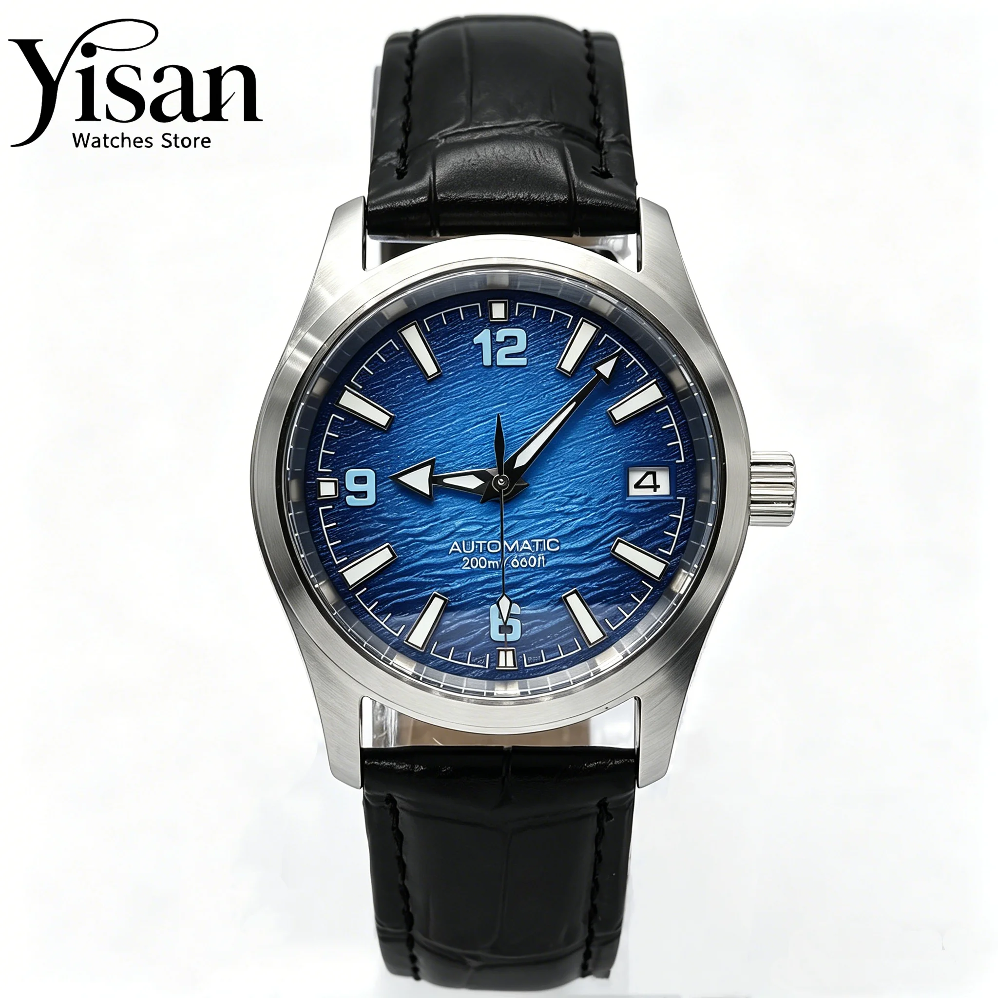 

New NH35 movement 36mm 39mm silver case sapphire glass aseptic blue dial fit automatic watch