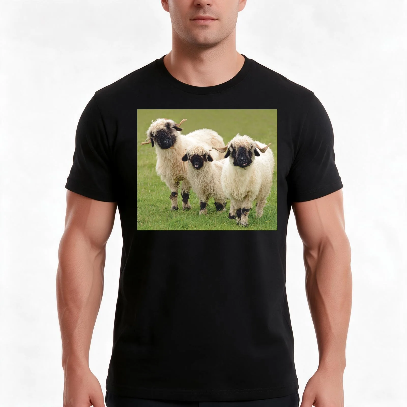 Swiss Valais Blacknose Sheep T-Shirt Summer Casual Cotton Tee Oversized Streetwear Tops Vintage Graphic Print 100% Cotton