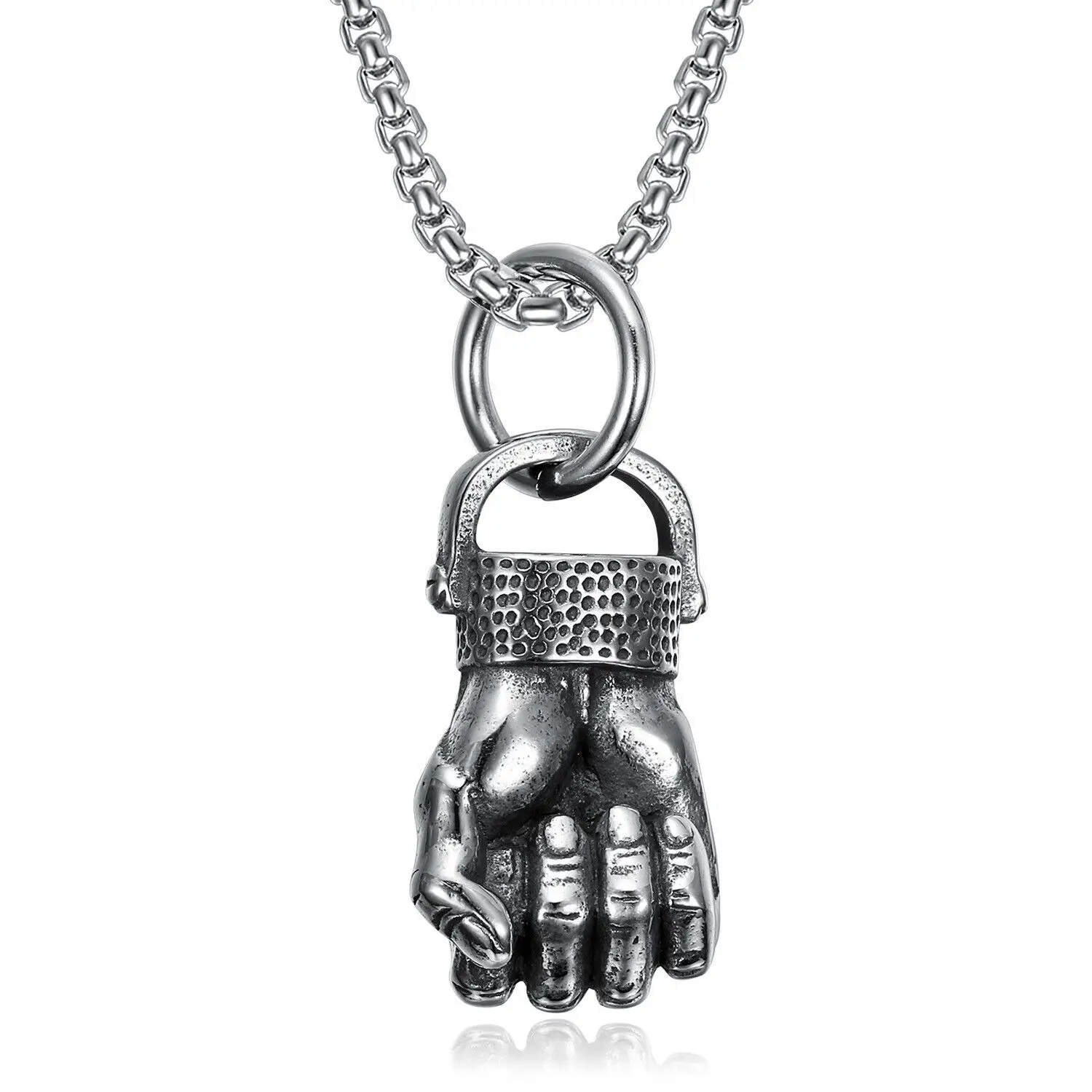 

Sports Cool Mens Boxing Fist Glove Pendant Necklace Stainless Steel Chain Jewelry Accessories Free Shipping