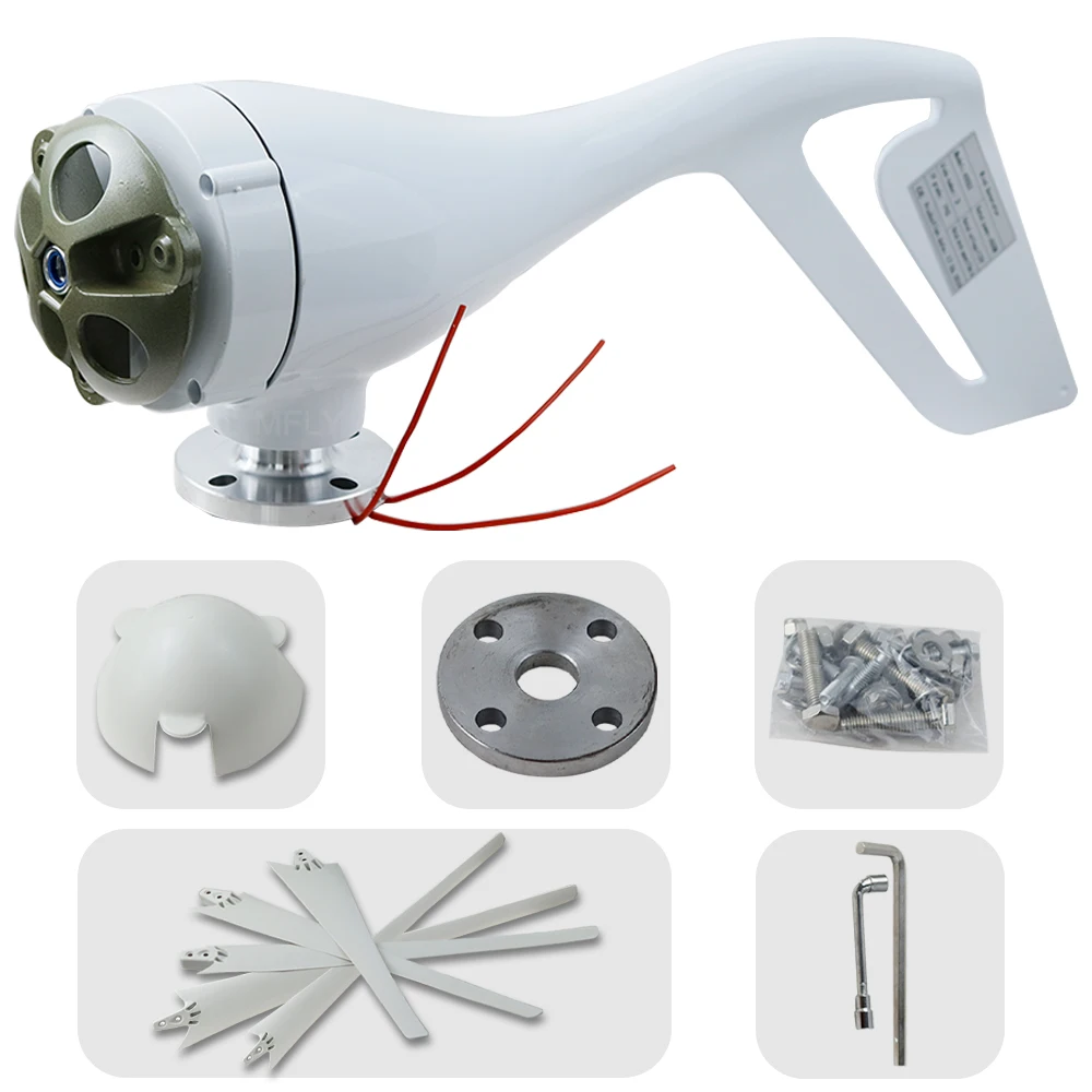 Imagem -04 - Moinho de Vento Horizontal do Gerador 24v Três Cinco Lâminas com Controlador da Carga do Vento de 300w 600w para Livre