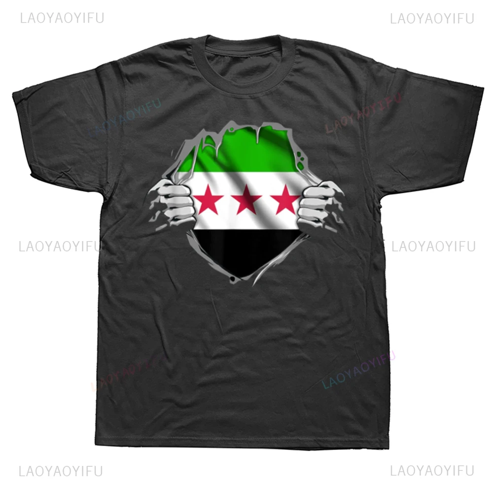 Syria Flag Arabic Calligraphy Quote Art Printed Tees Fashion Casual Streetwear Hip-hop Hipster Loose O-neck Hot Sale Tops Tshirt