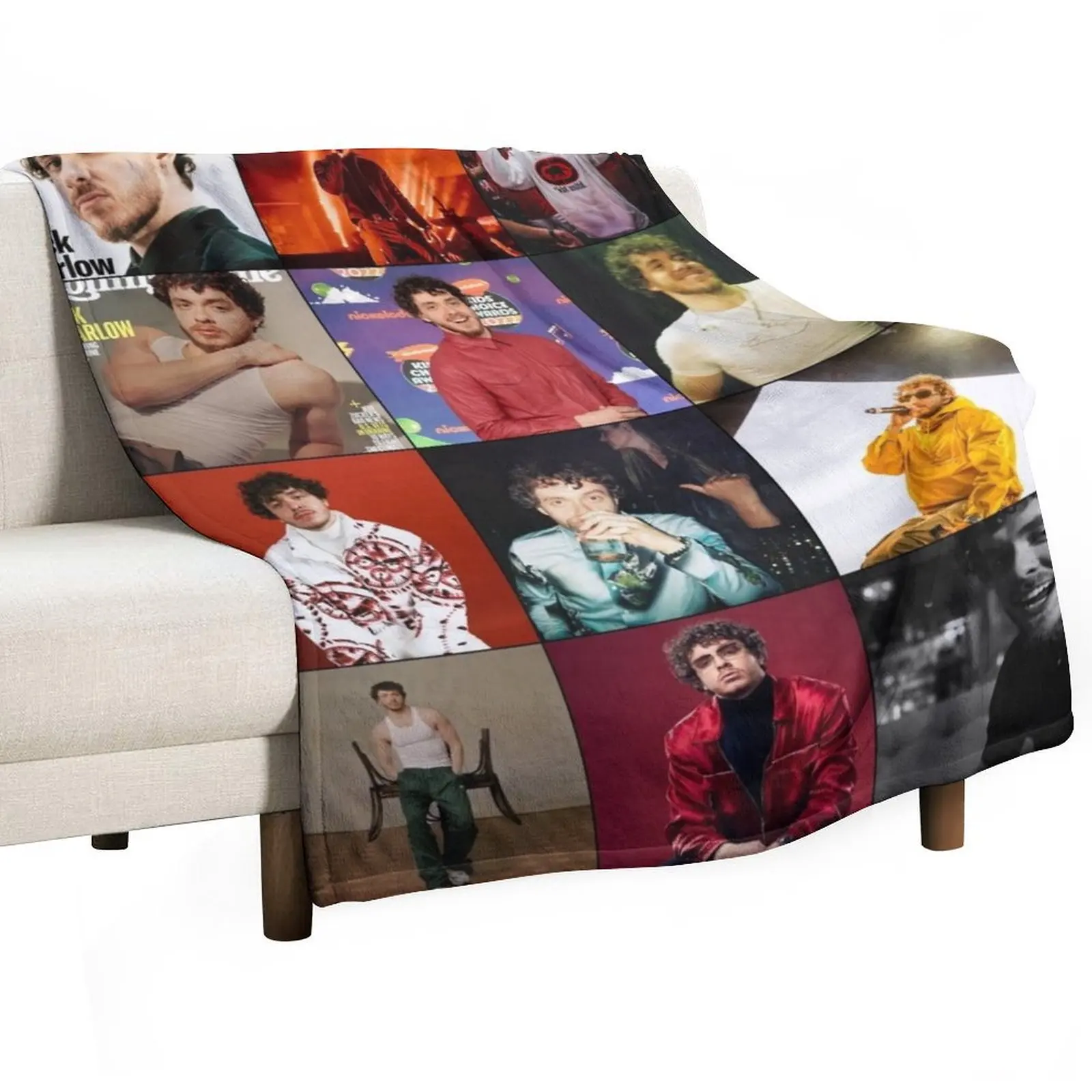 

Jack Harlow Photo Collage Throw Blanket Retros Multi-Purpose Flannels Thin Blankets