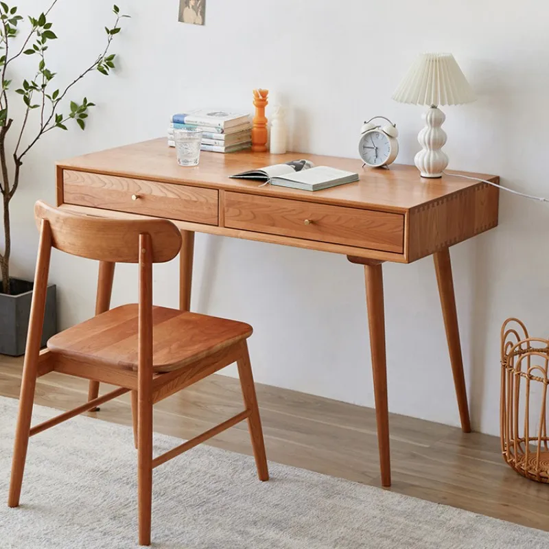 

Cloud cherry wood desk line Nordic solid wood simple modern student computer desk Japanese solid wood writing desk