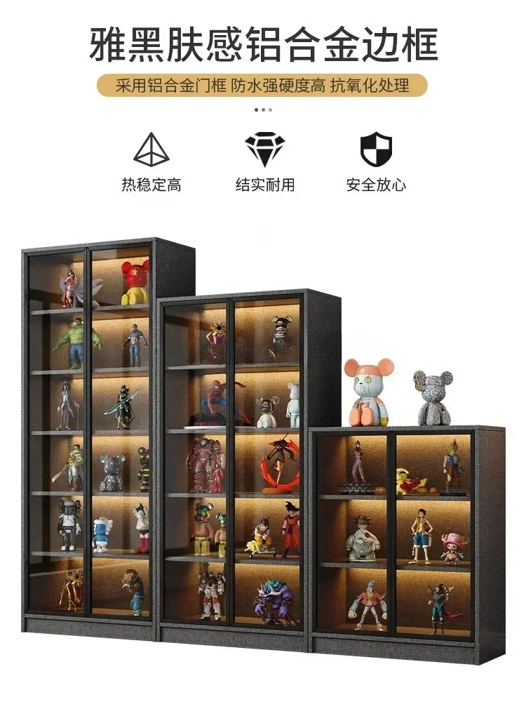 Display Cabinet Glass Door Transparent Household Living Room Storage Cabinet Customized Toy Anime Model Locker