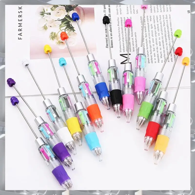 

Hot Selling-24Pcs Multi-Color Beaded Pens 4-In-1 Colorful Beaded Pens Retractable Ballpoint Pens DIY Making Kit For Office Durab