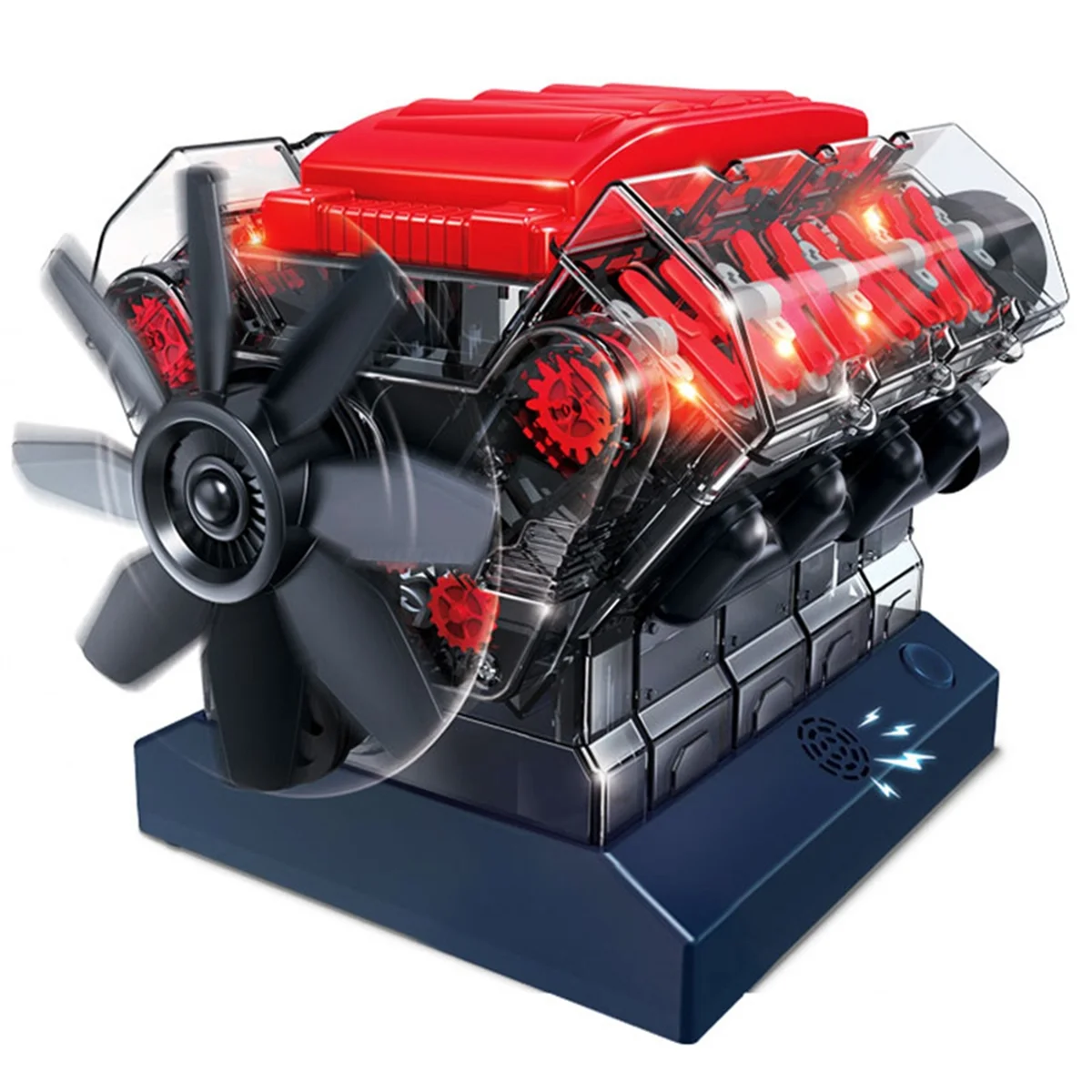 AM-DIY V8 Engine Model Assembly Kit Eight Cylinder Engine Model Building High-Tech Educational Experiment Toy Gift