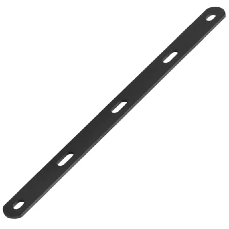 16 Inch Black Straight Repair Strip, Slotted Flat Support Plate, 8 Gauge Heavy Duty Metal Reinforcement Bracket, Without Screws