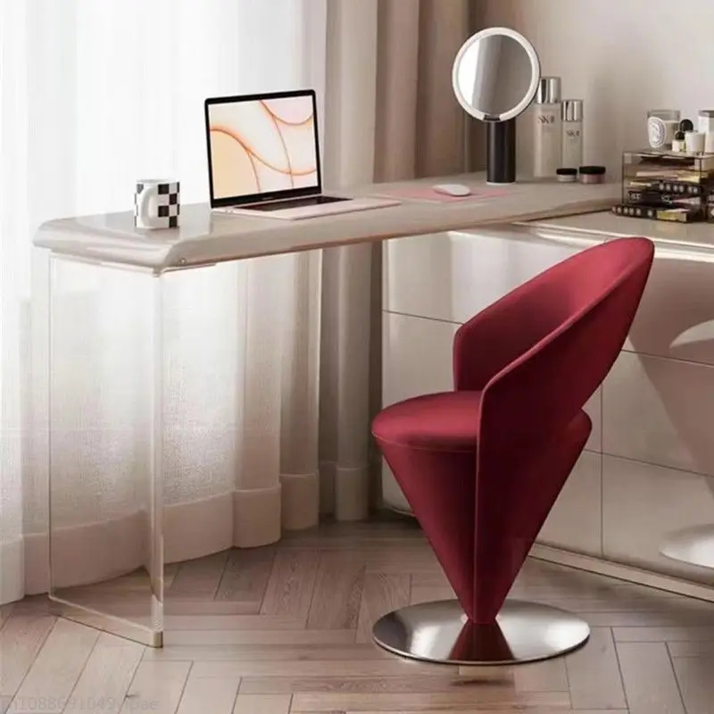 360° Rotating Italian Makeup Stool Modern Light Luxury High Sense Cream Style Princess Chair Bedroom Furniture