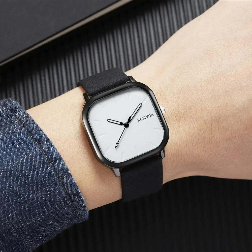 Männer Business Uhr Mode Uhr einfache quadratische Zifferblatt Pu Leder Quarz Armbanduhr für Männer Uhr für Frauen montre homme