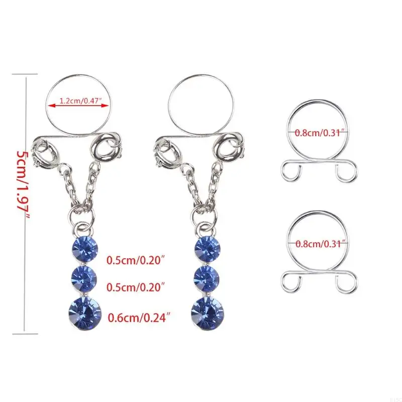 6 أزواج من الفولاذ المقاوم للصدأ حلقات حلمة مزيفة