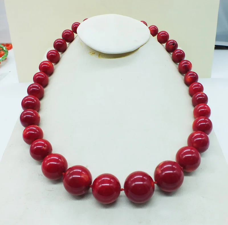 

2019-4-29# Very large huge 11-22MM red tower africa man Chiefs coral necklaces 22 inches