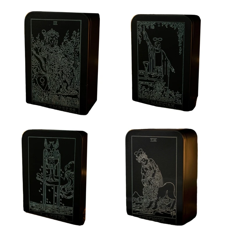 

Y1UB Tarot Cards Storage Box Portable Card Storage Container Astrologys Trinkets Box Organizers White Line Pattern Storage Box