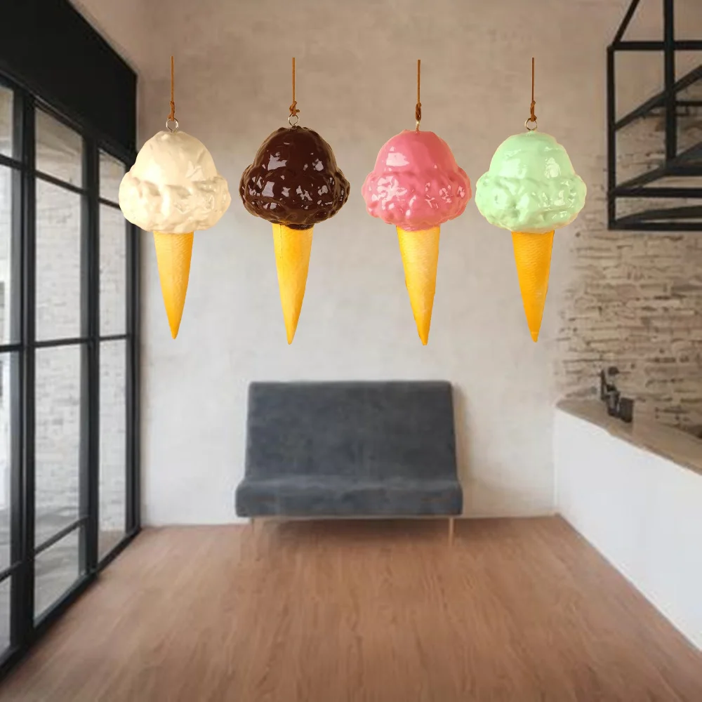 1pc Hang Handmade Gelato Delightful Cover Chocolate Sauce Ice Cream Model Soft Pu Creamy Storefront Display Wall Decoration Prop