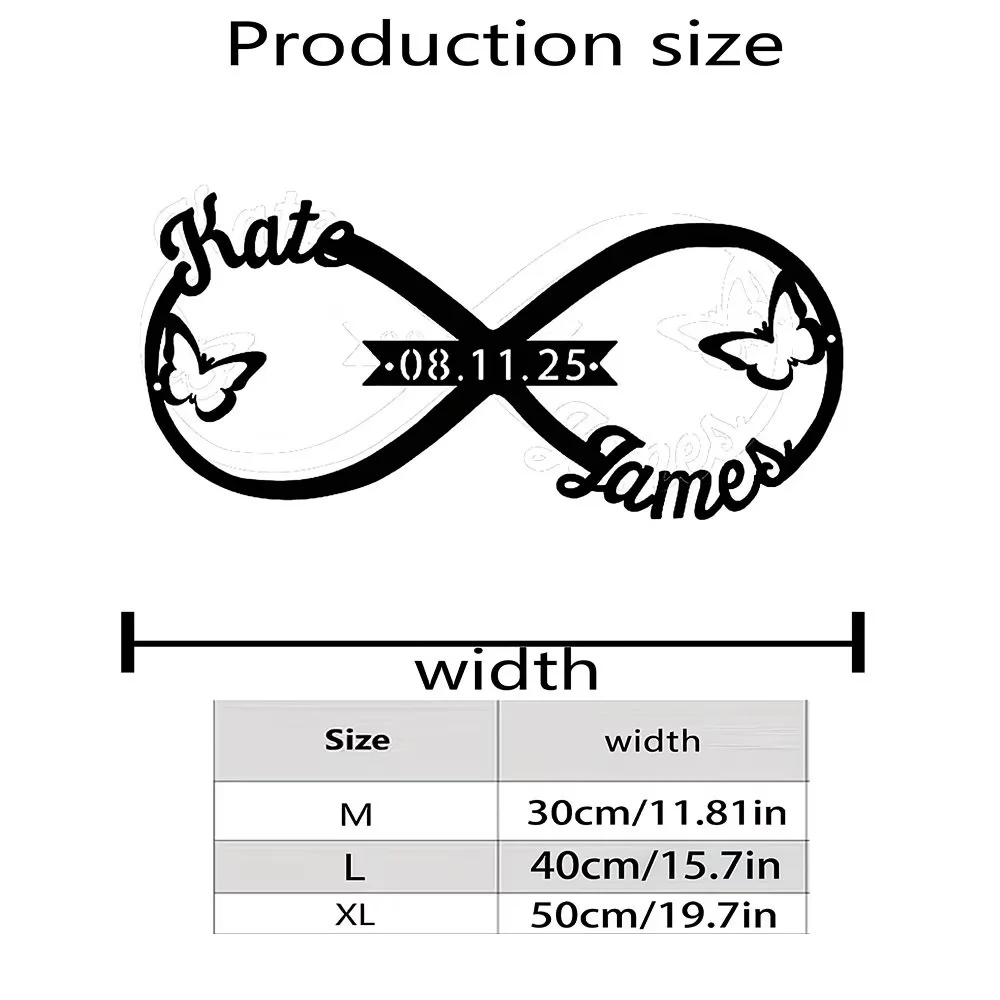 Custom Vintage-Style Metal Infinity Butterfly Sign with Personalized Names & Dates - Ideal for Door, Living Room, Outdoor Patio