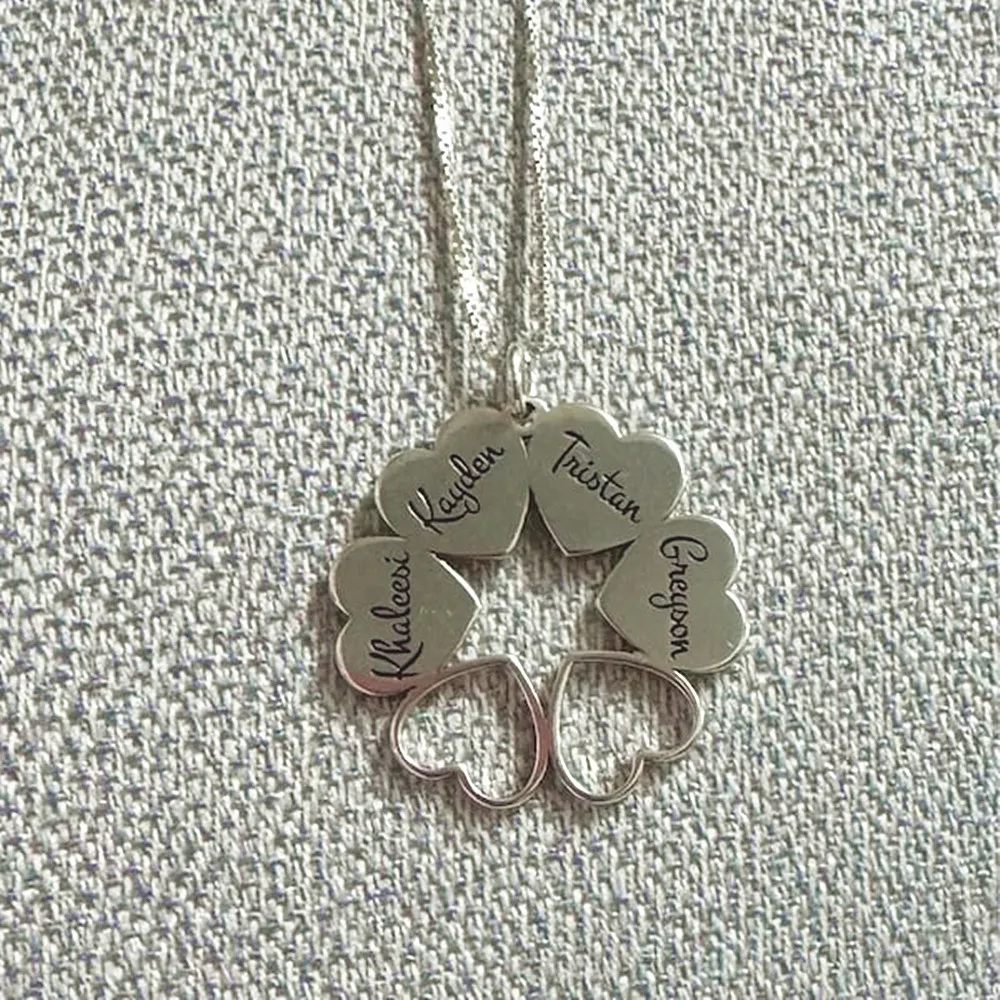 

Personalized Name Hearts Necklace For Women Stainless Steel Clavicle Chain Custom Family Jewelry Mom Christmas Gift