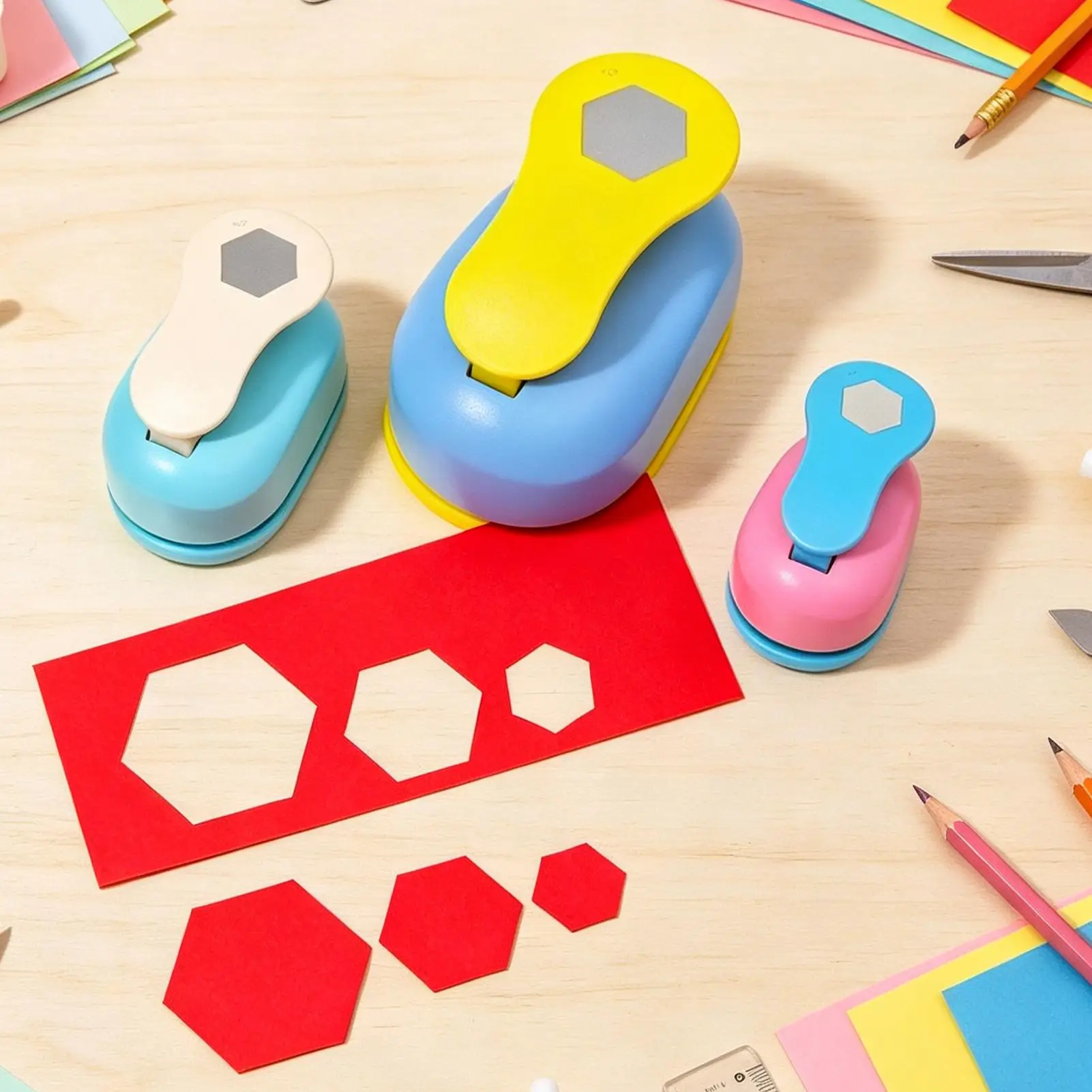 Hexagon Craft Paper Punch Professional Scrapbooking Hole Punch Tool 6-Sided Shape Punch for Cardstock Cards DIY Journaling