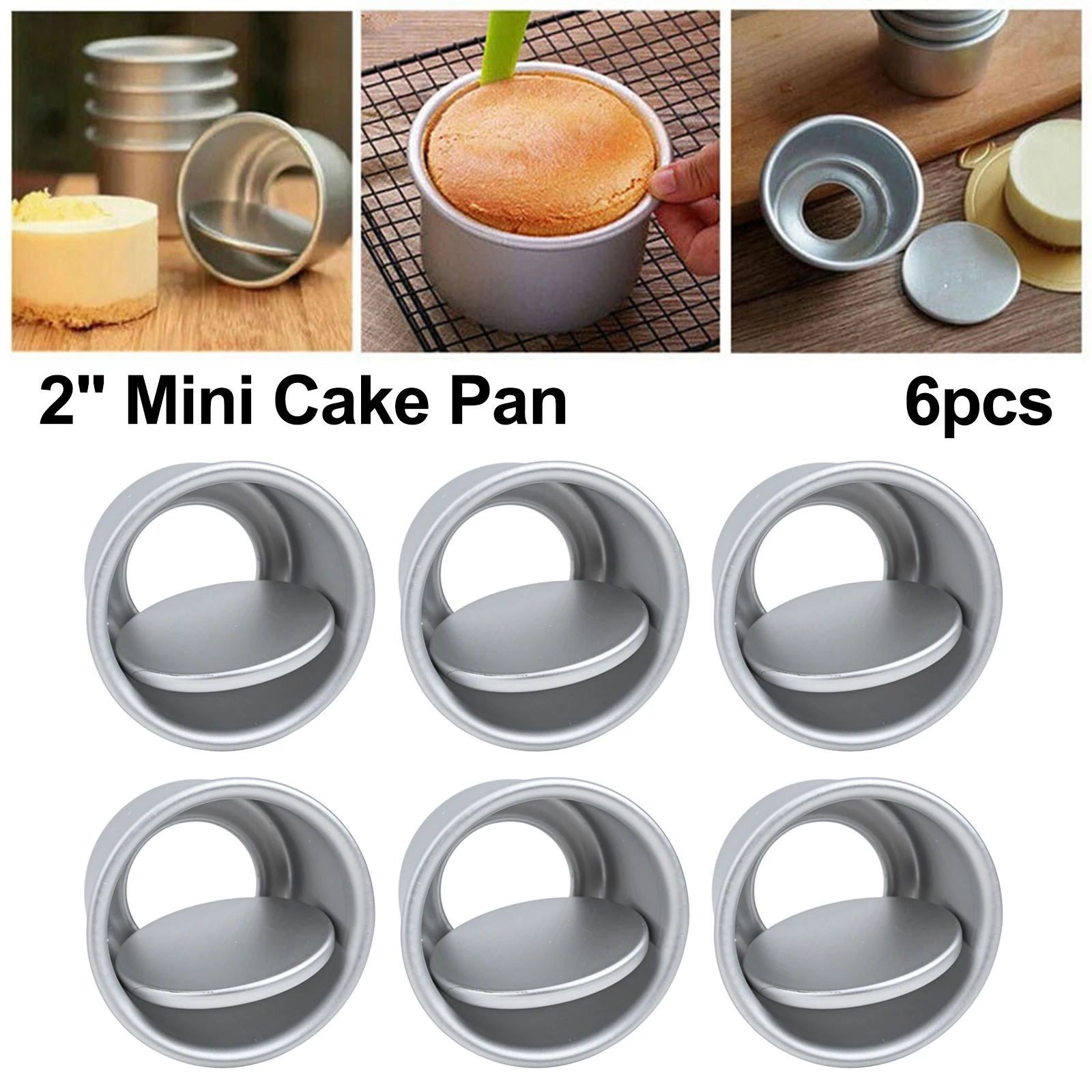

Set of 10 Mini Cake Pans 2 Inch Removable Bottom Design for Easy Release for Homemade Desserts and Baking Projects
