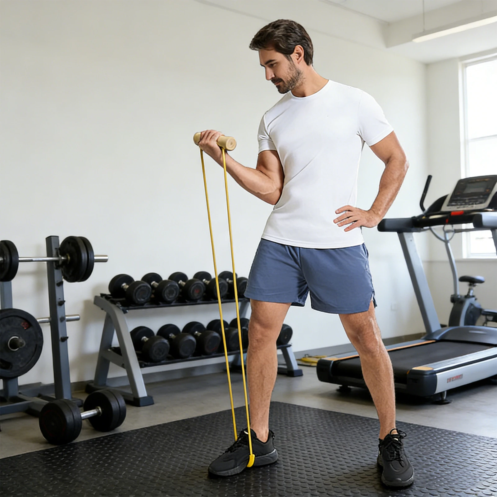 Entrenador de Bíceps con Agarre Resistente al Desgaste, Cuerda de Tensión de Látex Multiusos para Ejercicios de Tríceps y Bíceps en Interiores y Exteriores