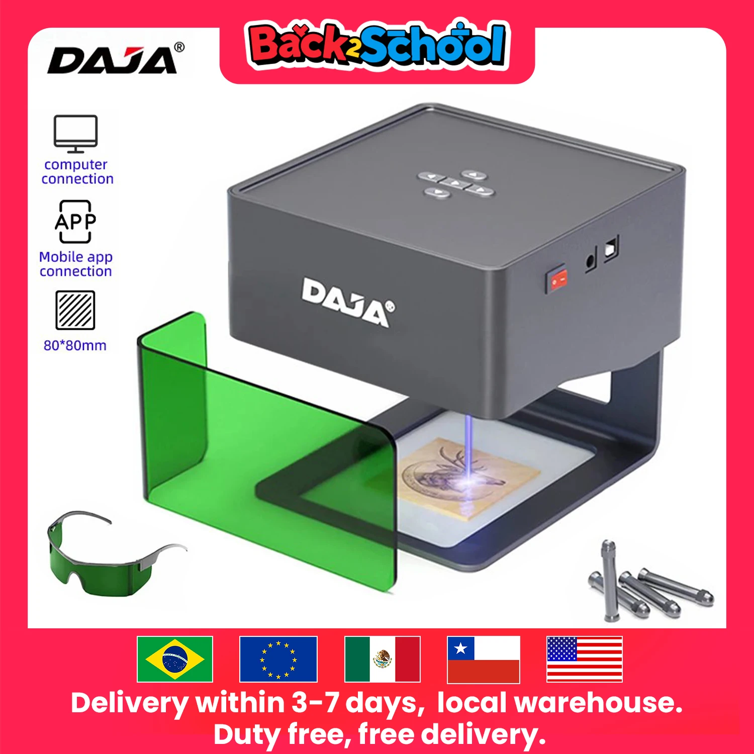 

DAJA DJ6 Laser Engraver Mini Portable Bluetooth DIY Cut Engraving Machine Engrave Mark Wood Painted Metal Acrylic Glass Leather