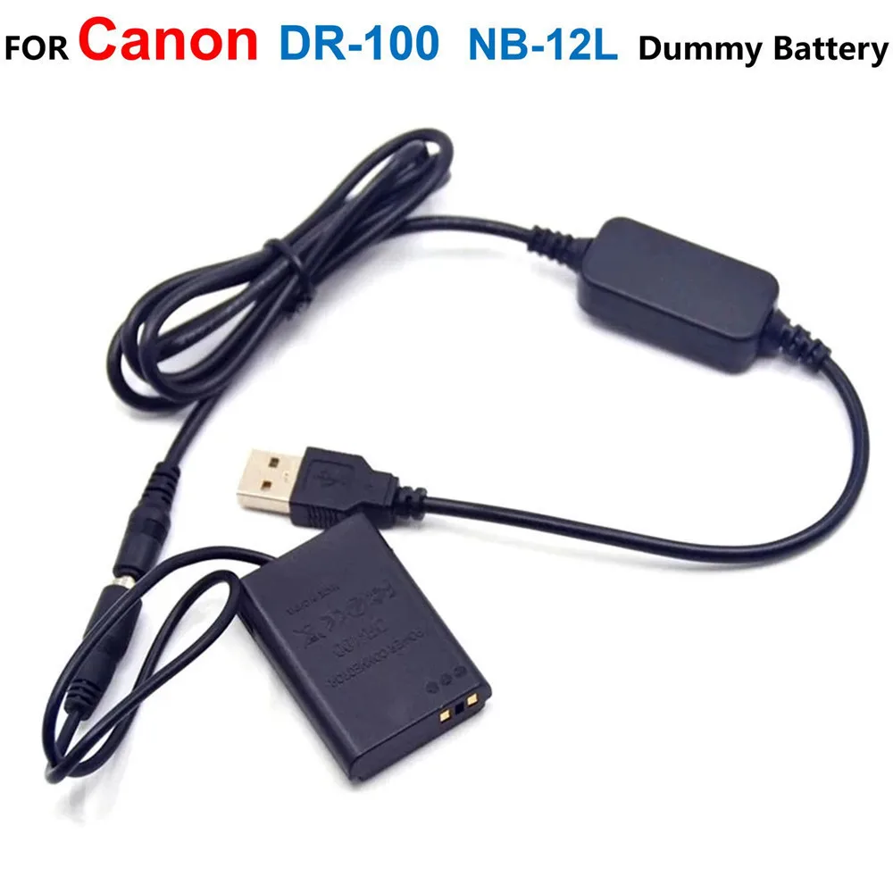 

5V USB Power Cable Adapter+DR-100 DC Coupler NB-12L NB12L Fake Battery For Canon G1 X G1X Mark II N100 Camera