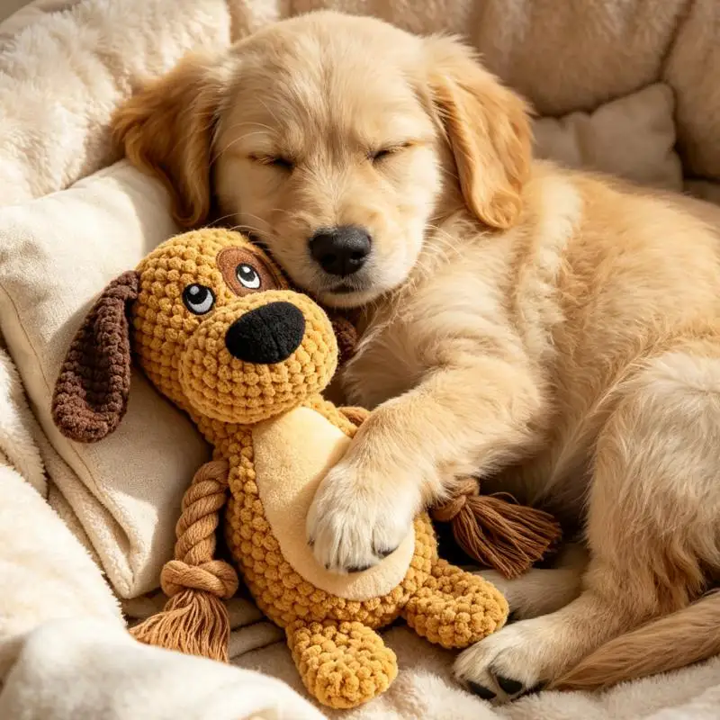 Unzerstörbares Plüsch-Hundespielzeug mit Seil, Bissfestes Quietschspielzeug für Welpen, Sicheres Spielzeug für Hunde, Robuste Spielwaren – Detail 3